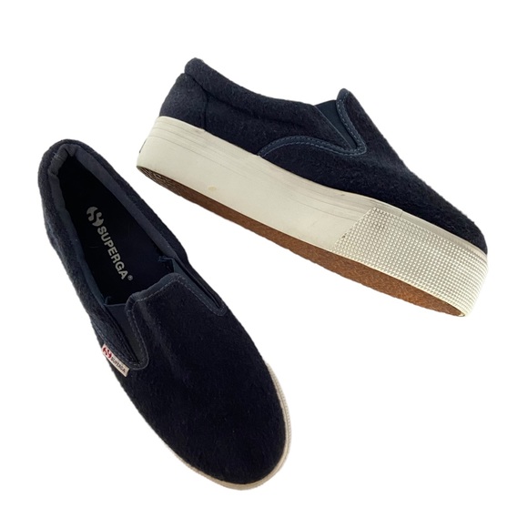 Superga Platform Black Fabric Slip On Sneakers Size 37.5 (Women's Size 7) - Picture 3 of 10